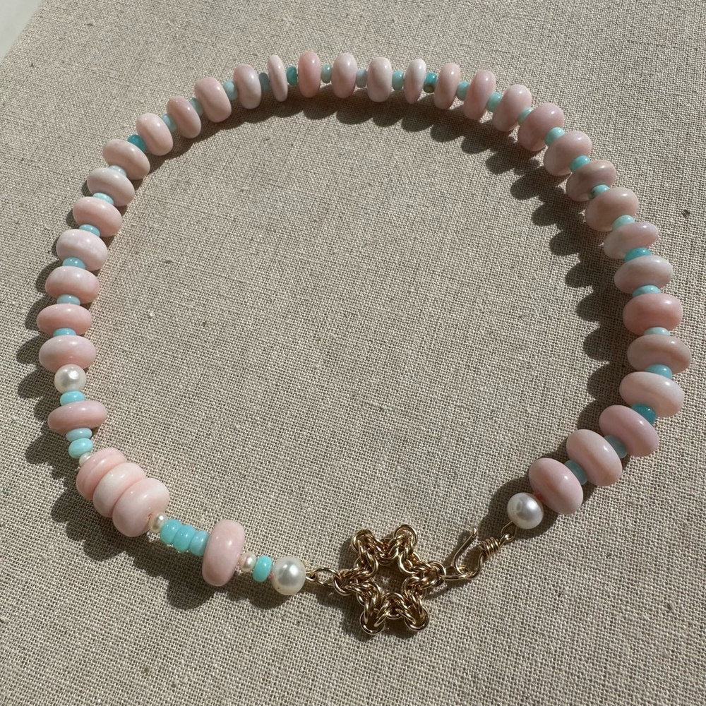 Sarang Star Peruvian Opal And Pearl Necklace
